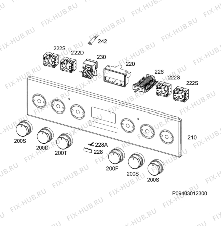 Взрыв-схема плиты (духовки) Electrolux EKC954510W - Схема узла Command panel 037